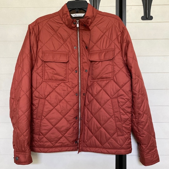 Peter Millar Norfolk Quilted Bomber Jacket Medium Burnt Orange - Picture 5 of 14